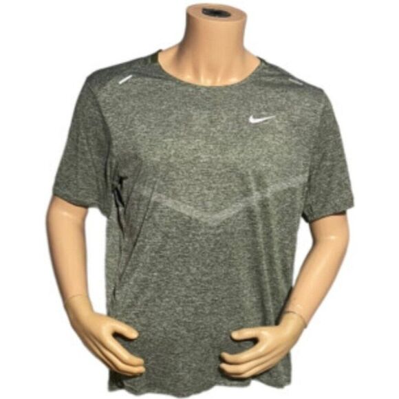 Nike Mens Athletic T-Shirt XL Rise 365 Dri-Fit Green Heather Sporty Runner Top - Picture 1 of 5